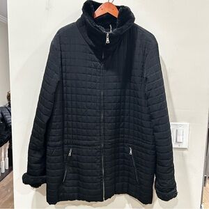 Andrew Marc Women's Black Quilted Faux Fur Zip Up Jacket Extra Large.